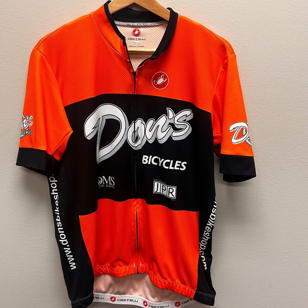Castelli Cycling Jersey Shirt Mens‎ XXL Orange Black Don's Bicycles Short Sleeve